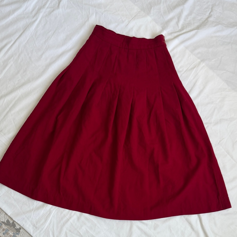 Talbots midi Pleated Skirt VTG 60s Soft Burgundy Red  %100 Wool size 10 - Picture 5 of 11